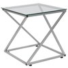 Flash Furniture Square End Table, 21" W, 21" L, 21.75" H, Glass Top, Clear NAN-JH-1737-GG
